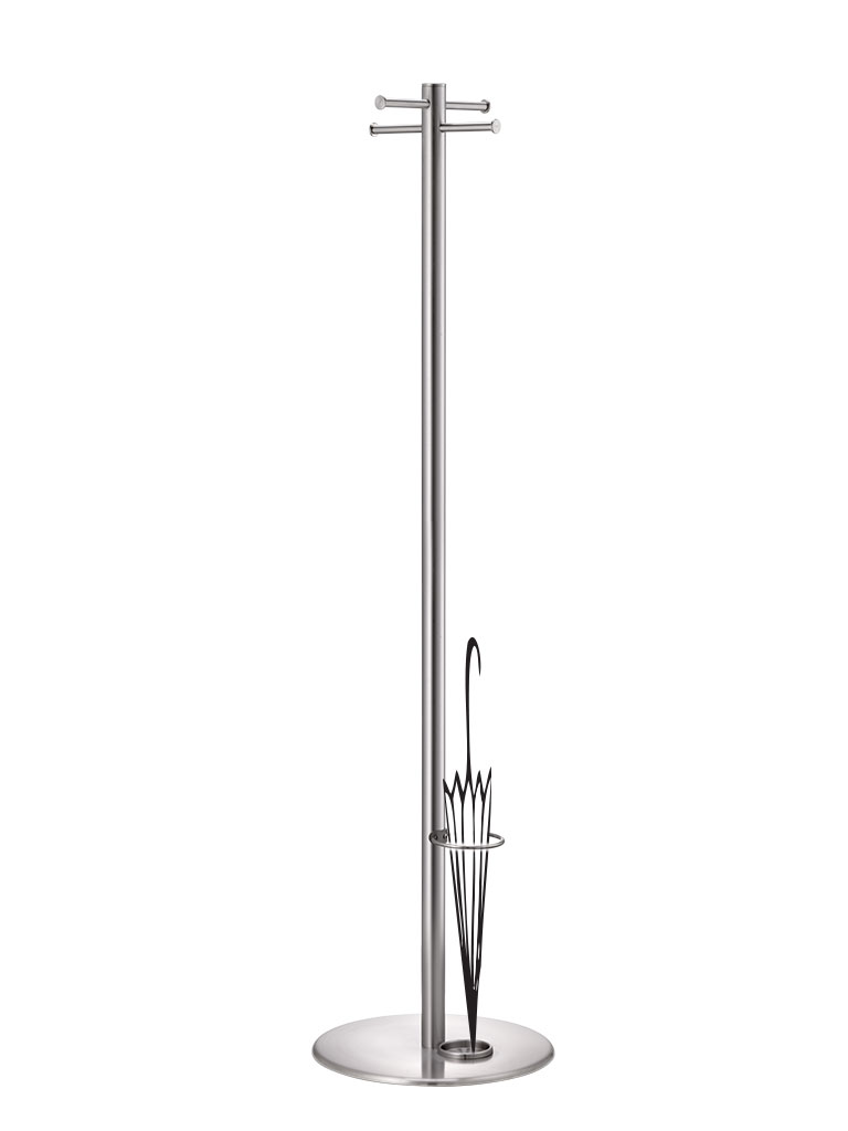 Torre 3930 E | portemanteaux sur pied | en acier inoxydable | avec porte-parapluie