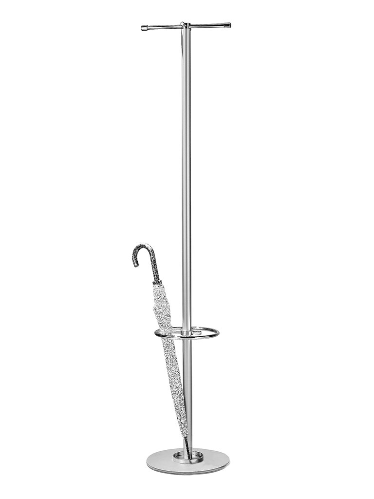 D-TEC | TIM S | coat stand with umbrella holder | steel, silver powder-coated/chrome-plated | ST116S-si