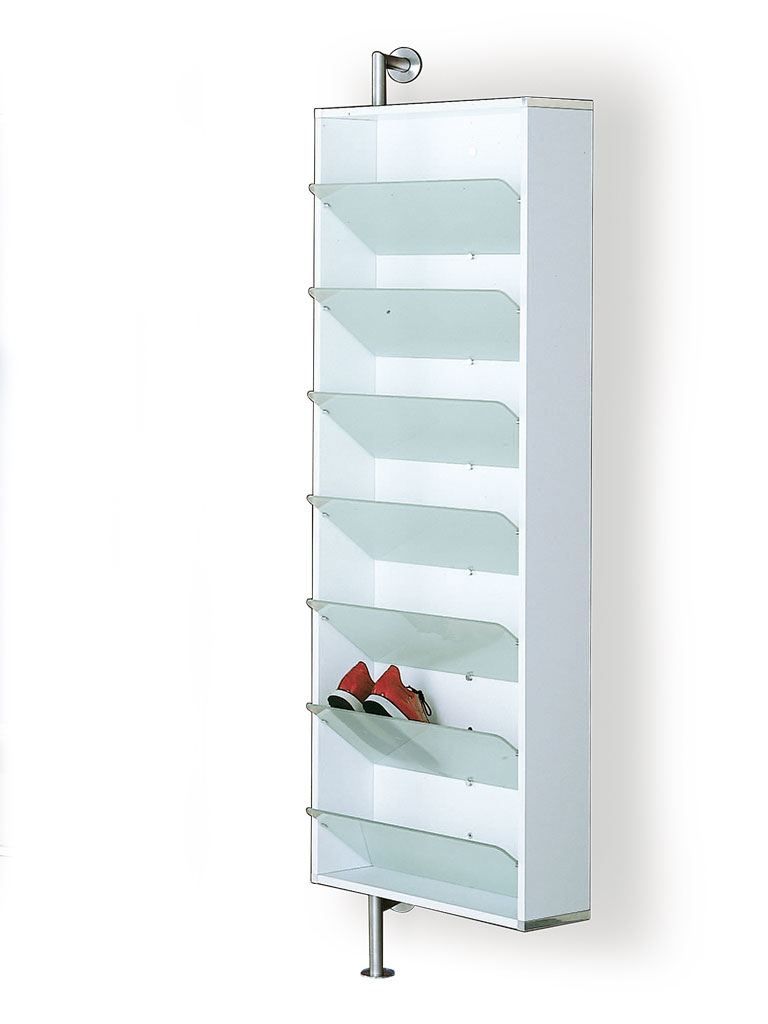 D-TEC | shoe rack with sloping shelves | white frame
