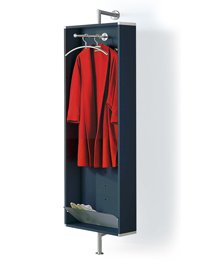  D-TEC | wall-mounted coat rack with clothes rail and hooks | anthracite frame